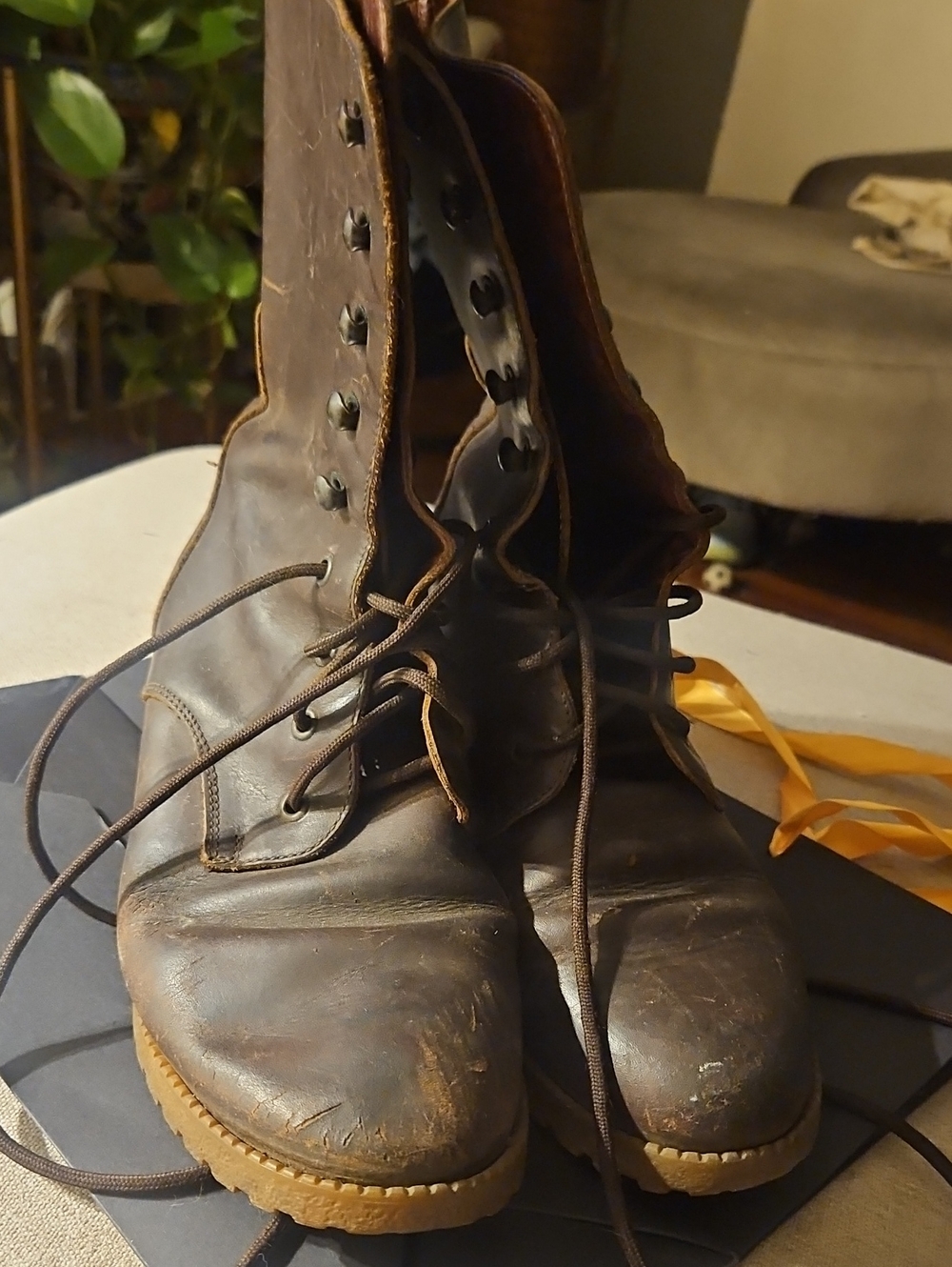 J. Crew Dark Brown Leather Lace-Up Combat Boots